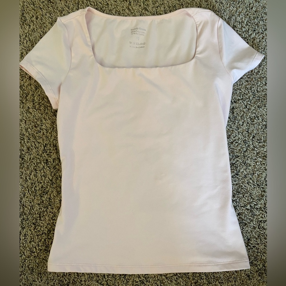 Women's Light Pink Square Neck Top